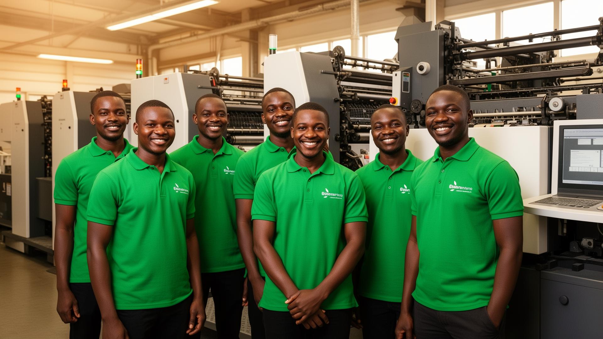 L'équipe Espace Ansath devant ses machines d'impression